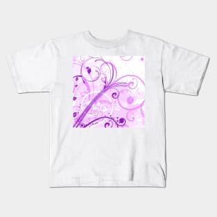 Purple Floral Art Kids T-Shirt